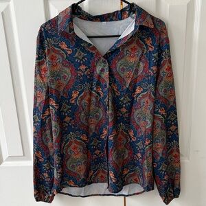 Floral Paisley Button-Up Blouse